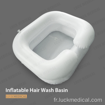 Bassin de lavage de cheveux portable gonflable en plastique pour le patient